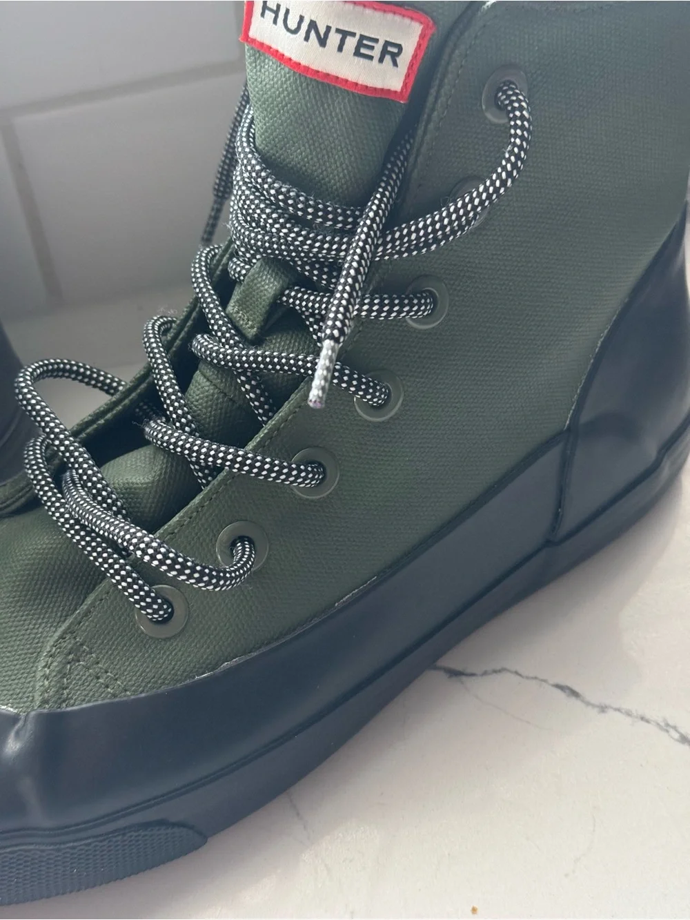 Hunter Olive Green Lace-Up Men's Boots